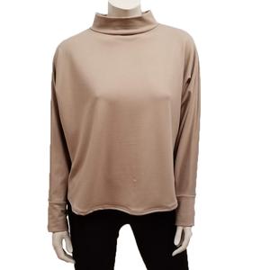 BtT-1059 Gilmour Bamboo French Terry Mock Neck Top - Fawn