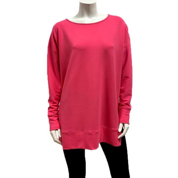 BtT-1067 Gilmour Bamboo French Terry Banded Tunic - Hot Pink