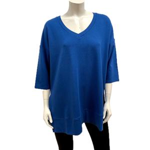 BtT-1079 Gilmour Bamboo French Terry V Neck Banded Tunic - Marine