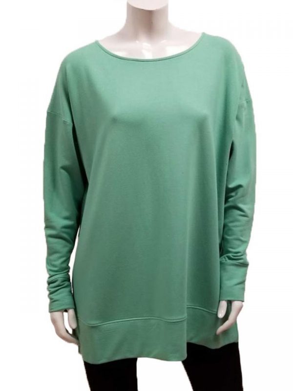 BtT-1067 Gilmour Bamboo French Terry Banded Tunic - Spearmint